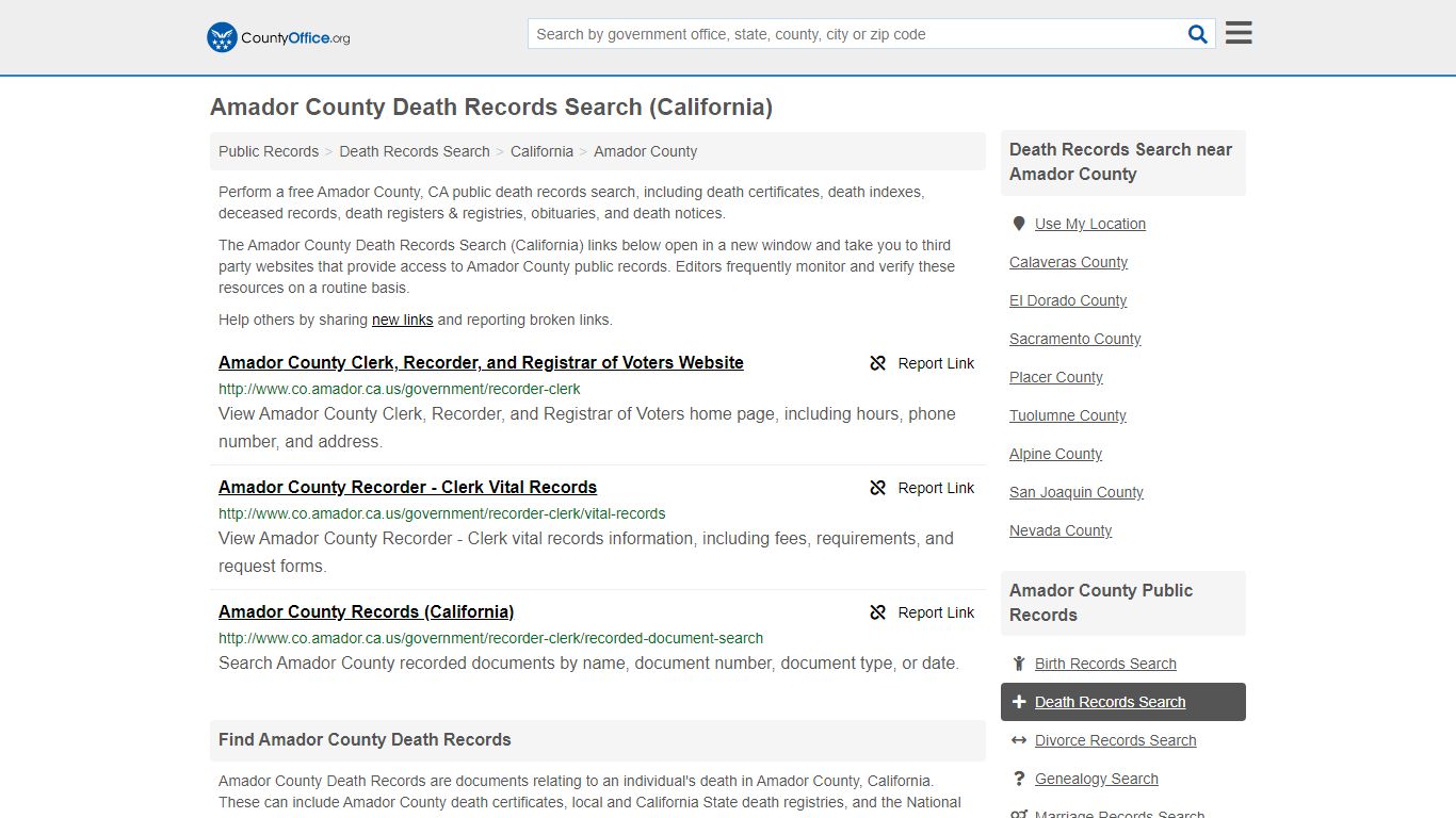 Death Records Search - Amador County, CA (Death ...