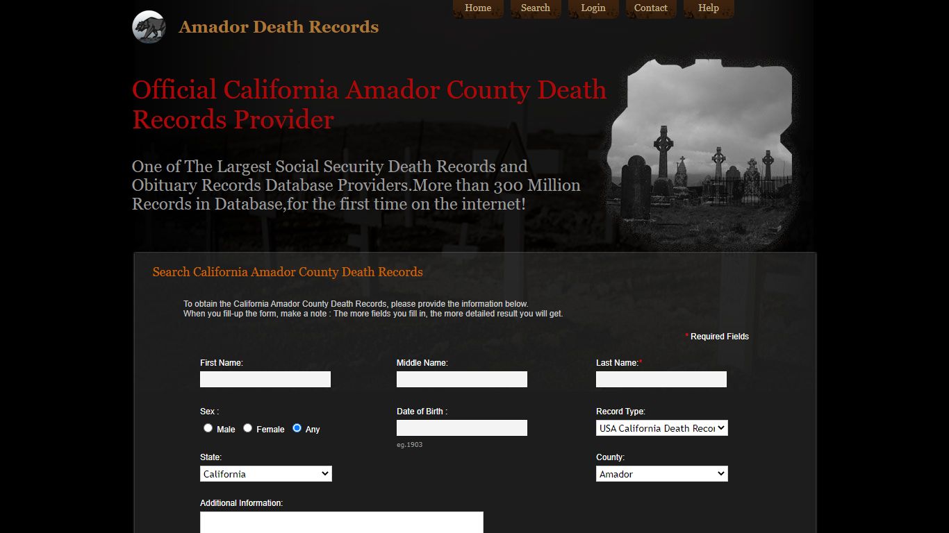 Public Records of Amador County. California State Death ...