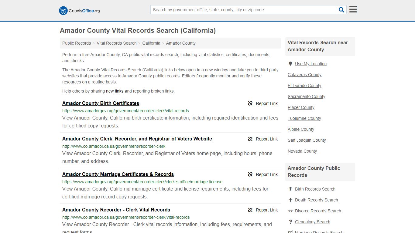 Vital Records Search - Amador County, CA (Birth, Death ...