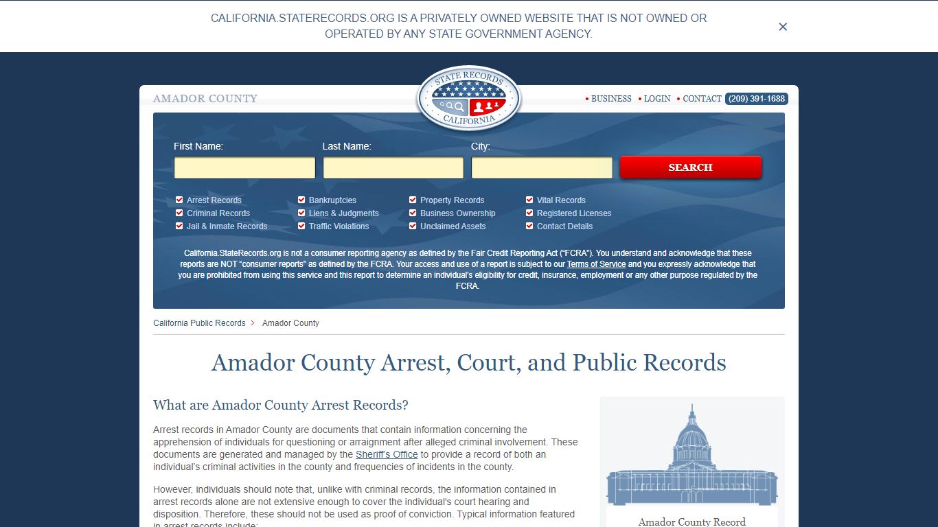 Amador County Arrest, Court, and Public Records